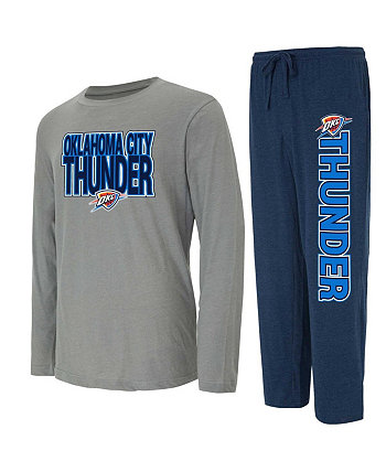 Мужской темно-синий, серый рваный комплект из футболки и брюк с длинными рукавами Oklahoma City Thunder Meter Concepts Sport