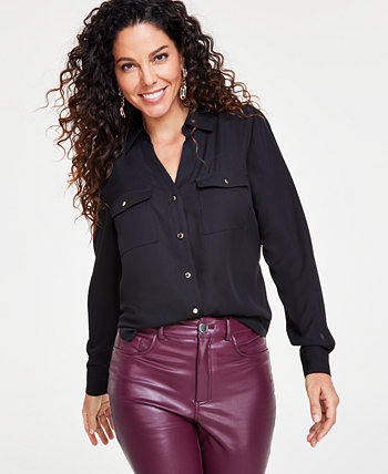 Женская блузка на пуговицах с воротником, созданная для Macy's I.N.C. International Concepts