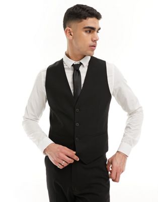 ASOS DESIGN slim suit vest in black ASOS DESIGN