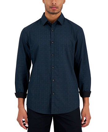 Мужская рубашка с длинными рукавами и пуговицами с геопринтом, созданная для Macy's Alfani