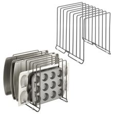 mDesign Large Metal 8 Slot Baking Sheet/Appliance Organizer Rack, 2 Pack MDesign