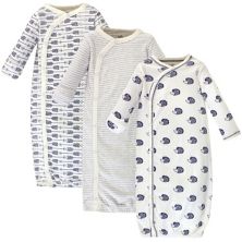 Touched by Nature Baby Organic Cotton Side-Closure Snap Long-Sleeve Gowns 3pk Touched by Nature