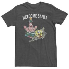 Большой и высокий Nickelodeon Губка Боб Квадратные Штаны Патрик Стар &#34;Добро пожаловать, Санта&#34; Рождественская футболка Nickelodeon