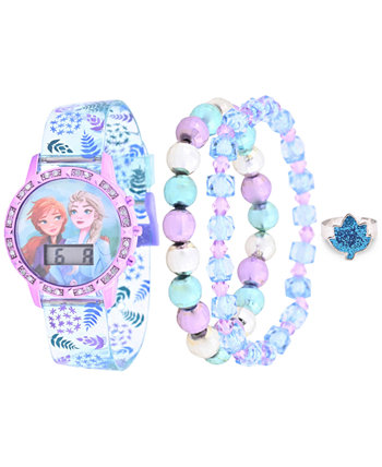 Подарочный набор цифровых часов Disney Frozen светло-голубого цвета с силиконовым ремешком для девочек 33 мм ACCUTIME