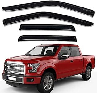 Lightronic WV94975 Outside-Mount Side Window Deflector & Visor, Dark Smoke, 4-PCS Set, Fits 2015-2024 Ford F-150, 2017-2024 F-150 Raptor & F-250/F-350 Super Duty, 2022-2024 F-150 Lightning, SuperCrew Lightronic