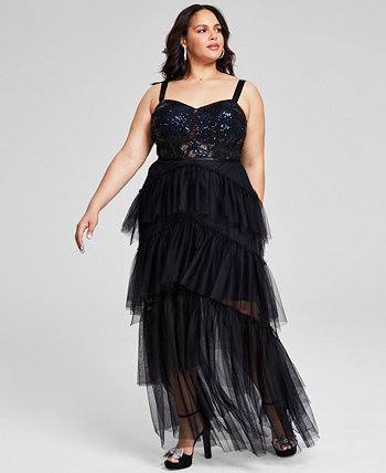 Многоярусное сетчатое платье больших размеров с пайетками, созданное для Macy's City Studios