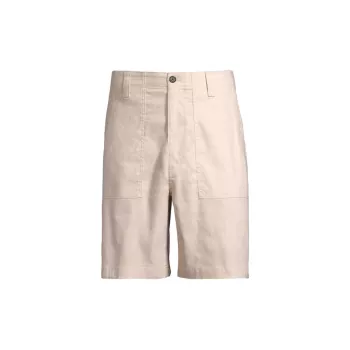 Linen &amp; Cotton-Blend Flat-Front Shorts Michael Kors