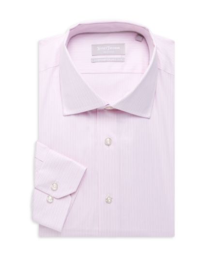 Хлопковая классическая рубашка в полоску с серебряной этикеткой Contemporary-Fit Hickey Freeman