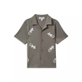 Little Boy's &amp; Boy's Thar Gecko Embroidered Cotton Camp Shirt REISS