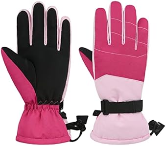 Zando Kids Gloves Winter Waterproof Mittens Boys Girls Snow Ski Gloves Kids Mittens Winter Waterproof Insulated Boys Childrens Warm Winter Snow Ski Mitten for Youth Boys Girls Pink Medium 6-11 years Zando