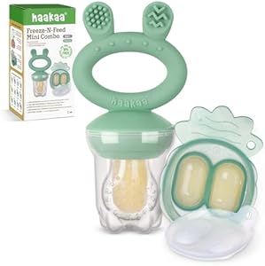 Haakaa Baby Fruit Food Feeder & Mini Freezer Nibble Tray Combo, Breastmilk Popsicle Molds for Baby Cooling Relief, BPA Free Silicone Feeder for Safe Infant Self Feeding, 4 Month+ (Lavender) Haakaa