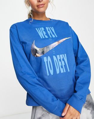 Синяя футболка свободного кроя с длинными рукавами Nike Basketball Dri-FIT Nike