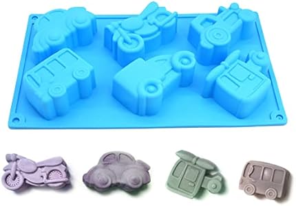 X-Haibei Vehicles Car Soap Silicone Mold Crayon Cake Jello Chocolate 2oz per Cell X-Haibei