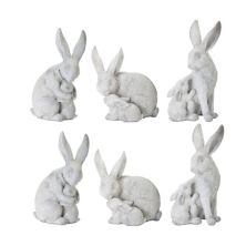 Набор из 6 белых декоративных кроликов с кроликом 6&#34; Contemporary Home Living