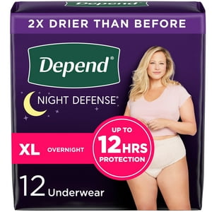 Depend Night Defense Incontinence Underwear for Women, Adult Diapers, XL, 12 Count Visit the Depend Store