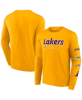 Мужская золотая футболка Los Angeles Lakers Baseline с длинным рукавом Fanatics