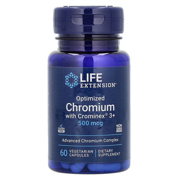 Оптимизированный Хром с Crominex 3+ - 500 мкг - 60 Вегетарианских Капсул - Life Extension Life Extension