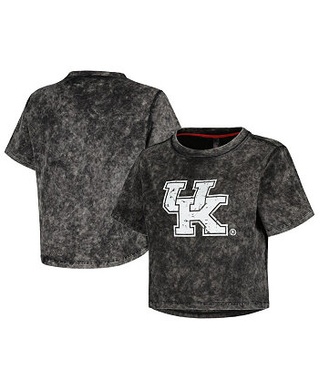 Женская черная рваная укороченная футболка из молочного шелка в винтажном стиле Kentucky Wildcats Kadyluxe