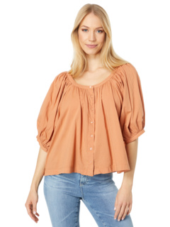 Puff Sleeve Woven Button Front Blouse Sundry