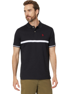 Short Sleeve Thin Stripe Colorblock Jersey Knit Polo Shirt U.S. POLO ASSN.