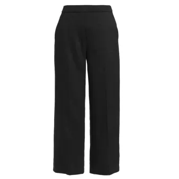Linen-Blend Cropped Pull-On Pants Theory