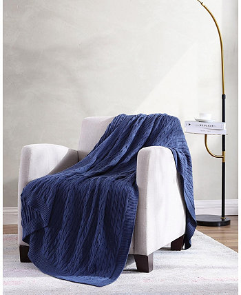 University Living Ultra Soft & Plush Oversized "The Scholar" Cable Knit Cotton Accent Throw Blanket - 50"x70" Kate Aurora