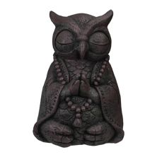 17&#34; Dark Gray Meditating Buddha Owl Outdoor Garden Statue Christmas Central