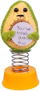 Funny Positive Shaking Avocado Knitting Doll, Handmade Emotional Support Crochet Avocado Car Ornament Gift with Base for Car Interior Home Office Desk Decoration, Light Avocado MuMyer