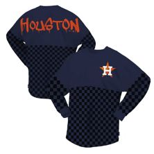 Women's Spirit Jersey Navy Houston Astros Checker Print Long Sleeve T-Shirt Spirit Jersey