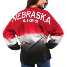 Женский джерси с длинными рукавами Scarlet Nebraska Cornhuskers Ombre Dip-Dyed Spirit Spirit Jersey