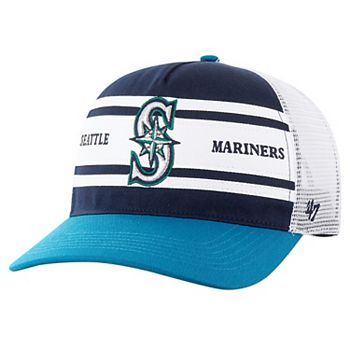 Men's '47 Navy Seattle Mariners Gridiron Super Stripe Relaxed Trucker Hitch Adjustable Hat 47 Brand