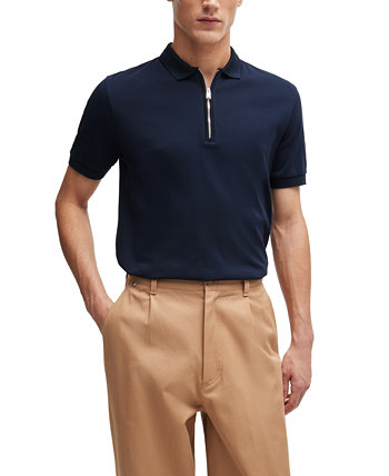Мужская рубашка-поло с молнией BOSS Slim-Fit BOSS