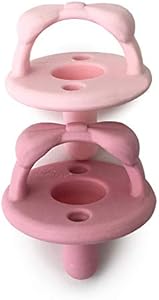 Itzy Ritzy Silicone Pacifiers for Newborn - Sweetie Soother Pacifiers Feature Collapsible Handle & Two Air Holes for Added Safety; for Ages Newborn and Up, Set of 2 in Apricot & Terracotta Itzy Ritzy