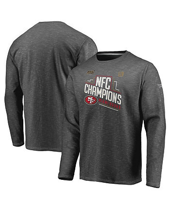 Мужская футболка NFL Pro Line by Fanatics Heather Charcoal San Francisco 49ers 2019 NFC Champions Trophy Collection с длинным рукавом в раздевалке NFL Pro Line by Fanatics Branded