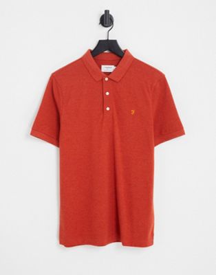 Оранжевая хлопковая рубашка-поло приталенного кроя Farah Blanes Farah