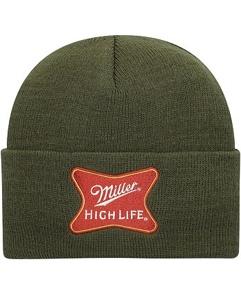 Мужская оливковая вязаная шапка Miller High Life с манжетами American Needle