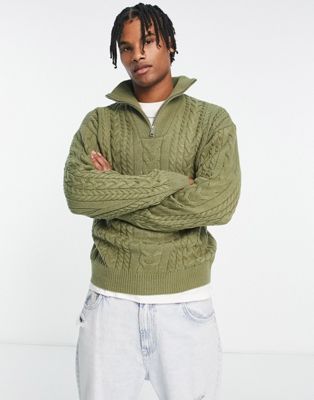 Тяжелый вязаный свитер свободного кроя New Look светло-хаки New Look