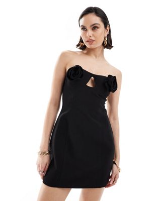 4th & Reckless structured corsage bust detail mini dress in black 4TH & RECKLESS