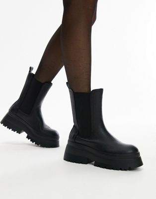 Черные массивные ботинки челси Topshop Wide Fit Lake TOPSHOP