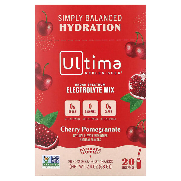 Electrolyte Drink Mix, Cherry Pomegranate, 20 пакетиков по 0,12 унции (3,4 г) каждый Ultima