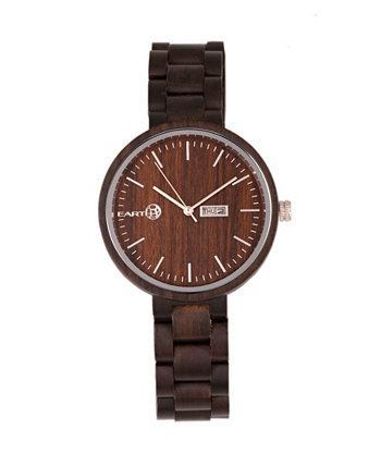 Часы с браслетом из дерева мимозы с днем и датой, коричневый, 39 мм Earth Wood