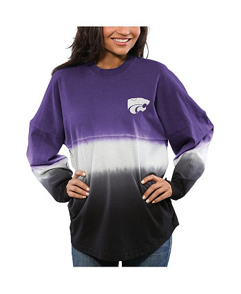 Women's Purple Kansas State Wildcats Ombre Long Sleeve Dip-Dyed Spirit Jersey Spirit Jersey