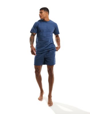 Комплект из футболки и шорт свободного кроя синего фактурного цвета ASOS DESIGN ASOS DESIGN