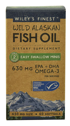 Дикий аляскинский рыбий жир в мини-капсулах для легкого проглатывания - 450 мг - 60 капсул - Wiley's Finest Wiley's Finest