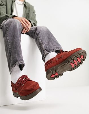 Kickers Lennon boat shoes in red suede - Exclusive to ASOS Kickers