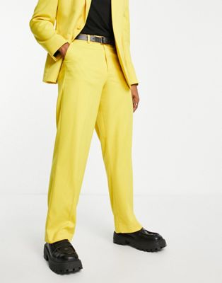 ASOS DESIGN wide leg suit pants in yellow  ASOS DESIGN