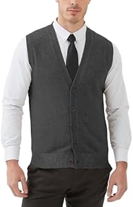 Мужской Вязаный Жилет Kallspin Kallspin Wool Blend V-Neck Button Sleeveless Cardigan Vest Sweater Kallspin