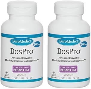 Euromedica BosPro - 60 Softgels (Мягкие капсулы) - Extra Strength Boswellia Supplement - Healthy Inflammation Response, Promotes Cellular Health - Non-Drowsy - 60 Servings (Порции) Euromedica