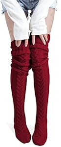 Pcavin Women's Thigh High Socks Over the Knee Cable Knit Boot Socks, Long Warm Fashion Leg Warmers Winter Pcavin