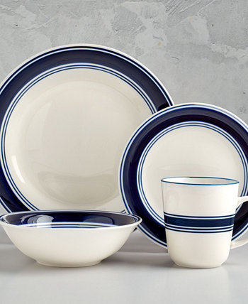 Набор столовой посуды Blue Stripe, 16 предметов, сервиз на 4 персоны Tabletops Gallery